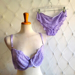 Savage X Fenty Bra & Panty Set / Lilac / 38DDD / Medium Panty (2 pieces)